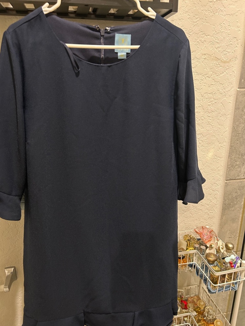 CeCe Dark Navy Crewneck Shift Dress